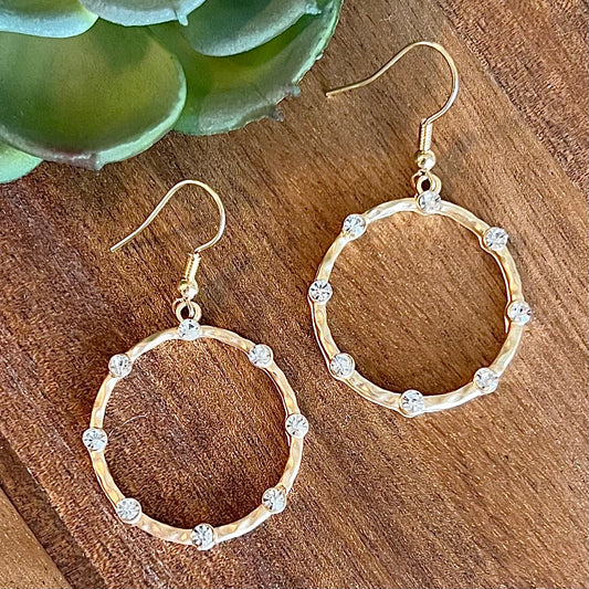 Matte Gold CZ Hoop Earrings