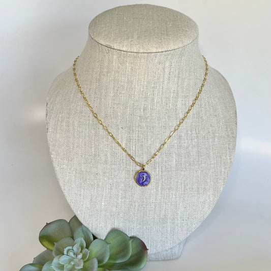 Purple Crescent Necklace