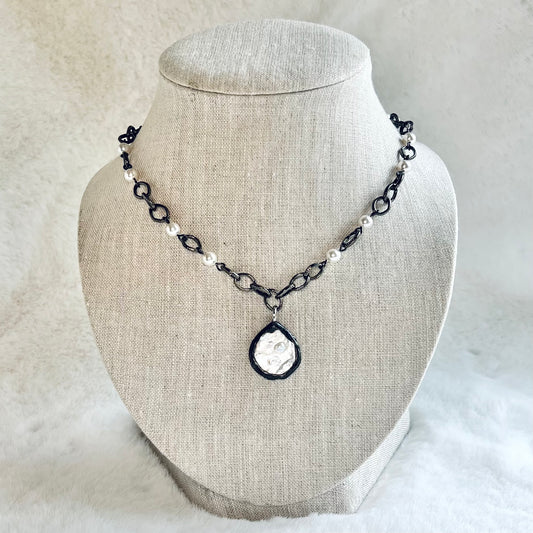 Pearl and Gunmetal Necklace